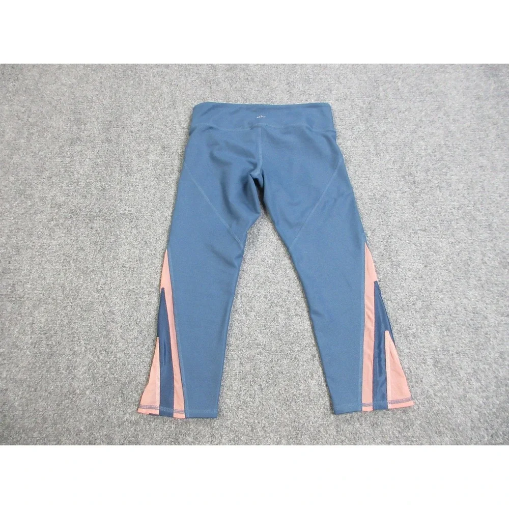 Alo Yoga Capri Pants Womens M Blue Colorblock High Rise Leggings Athletic Gym